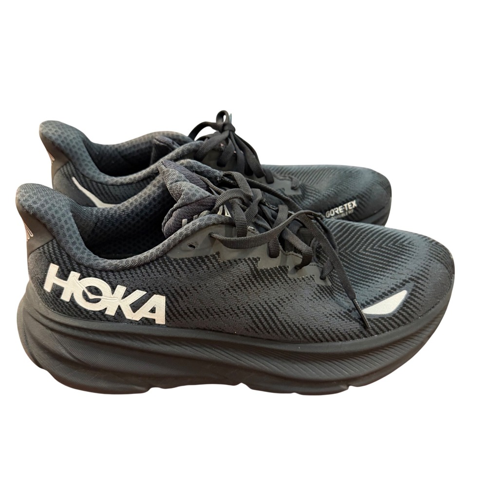Hoka Clifton 9 GTX Mens Running Shoes Black Gore-Tex Waterproofsz 10B